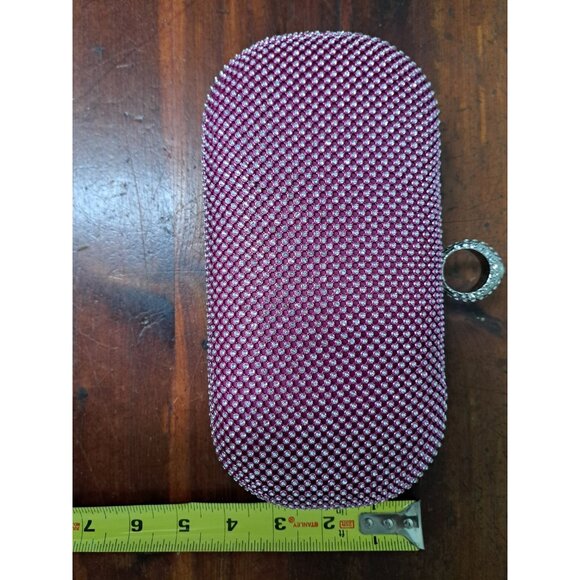 Wom Handbag Crystal Clutch Studded Pink Fuschia Purse Evening Holiday Bag - Picture 9 of 14